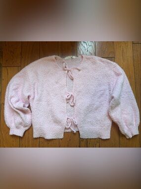 Altar'd State Pink Tie-Front cardigan